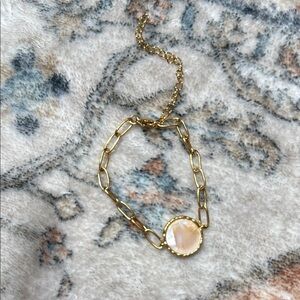 Gold and Cream Minimalist Bracelet with Circular Accent